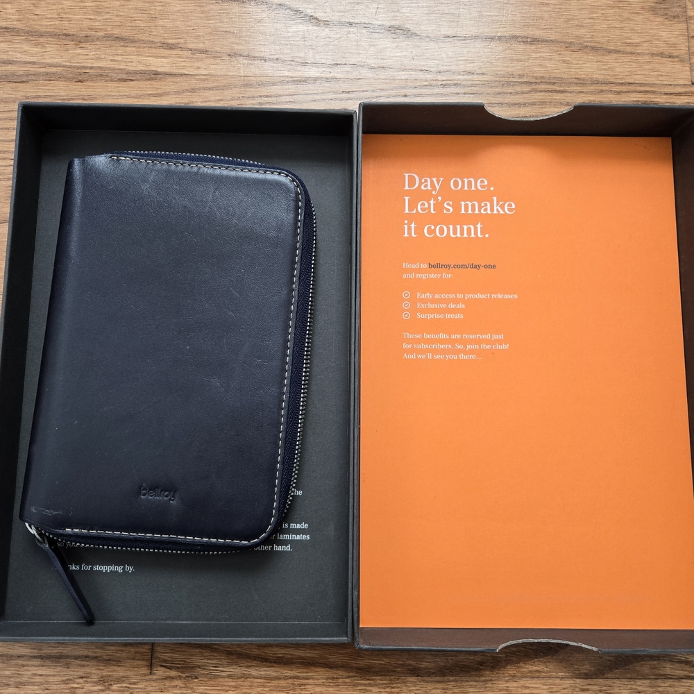 Bellroy Navy Leather Zip Wallet